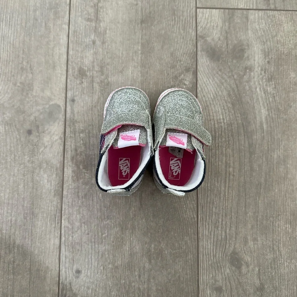 Vans Infant Baby Girl Unicorn Silver Glitter SK8-Hi Crib Sneakers Shoes Size 3